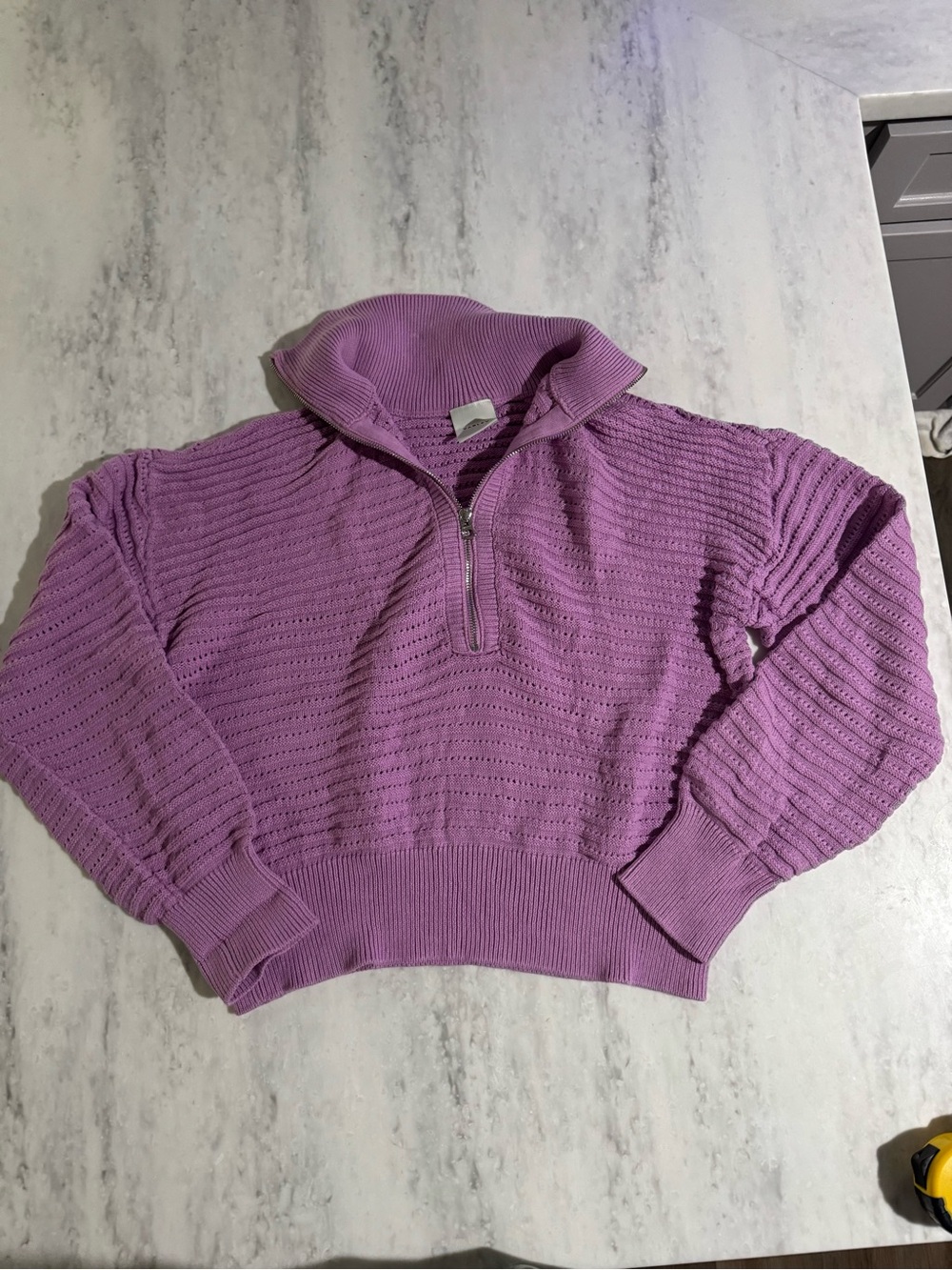 Varley Vibrant Everyday Cute Lilac Tara Pointelle Half Zip Knit Pullover M